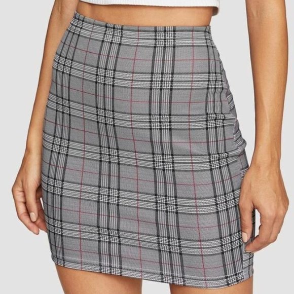 Grey Print Fitted Bodycon Mini Skirt - Picture 3 of 3